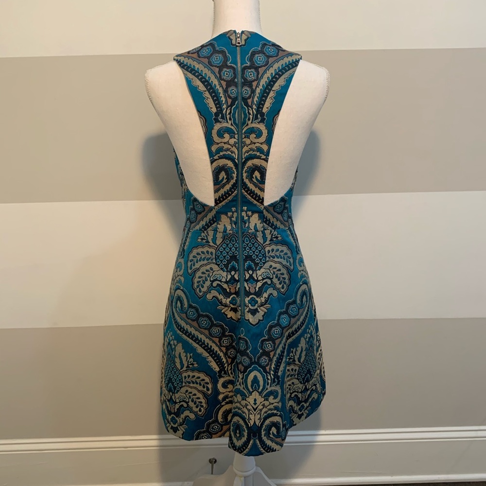 Alice + Olivia Natalee jacquard turquoise dress